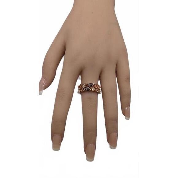 Elegant Rose Gold plated Multi-Stone Ring Size 7 - Picture 4 of 9